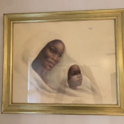 Beautiful custom framed Black Art with Mother and Daughter