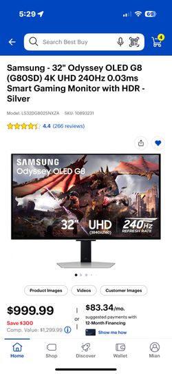 Samsung Odyssey 32inch 4K Oled Monitor 240hz