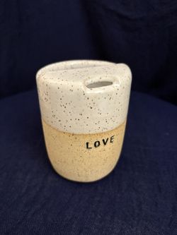 Love travel mug with lid, ceramic to-go cup, to-go tumbler, takeout mug, sippy cup, ceramic coffee cup, speckle clay