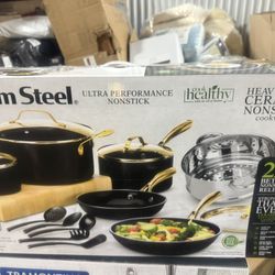Gotham Steel 15 Pc Ceramic Pots and Pans Set Non Stick Cookware Set, Non Toxic Cookware Set, Stay Cool Handles, Dishwasher Safe - Black Gold