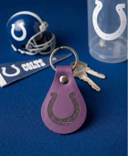 Indianapolis Colts Purple Leather Keychain