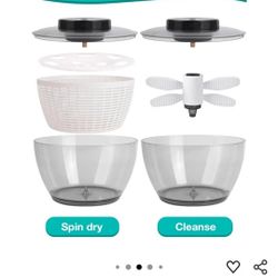 Electric Salad Spinner - Fruit Cleaner spinner 2-in-1, 5Qt,Medium,Wash, Spin & Dry Salad Greens