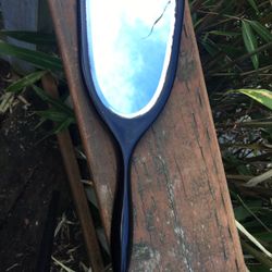 Vintage Lucite Black Barber Shop Hand Mirror