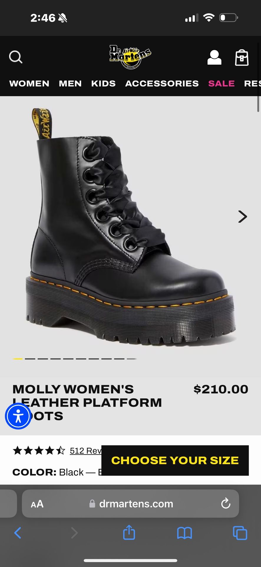 Womens Dr. Martens Platform Boots Sz 9