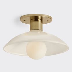 Rejuvenation, Crawford Flush Mount, Brass with Glass Shade, Light, 3 available, $100 each