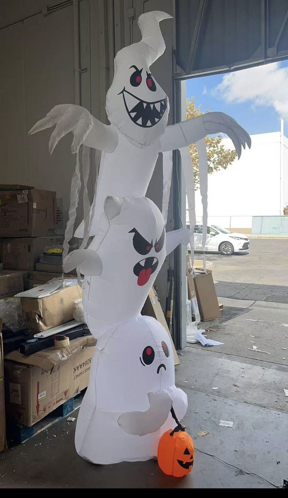 New 9.8 FT High Halloween Inflatable Overlap Ghost Outdoor Decorations Blow Up Yard w/ Built-in LED