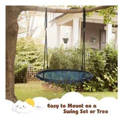 40 in. Blue Spider Tree Web Swing Set with Adjustable Hanging Ropes Kids Play Set

(1)


