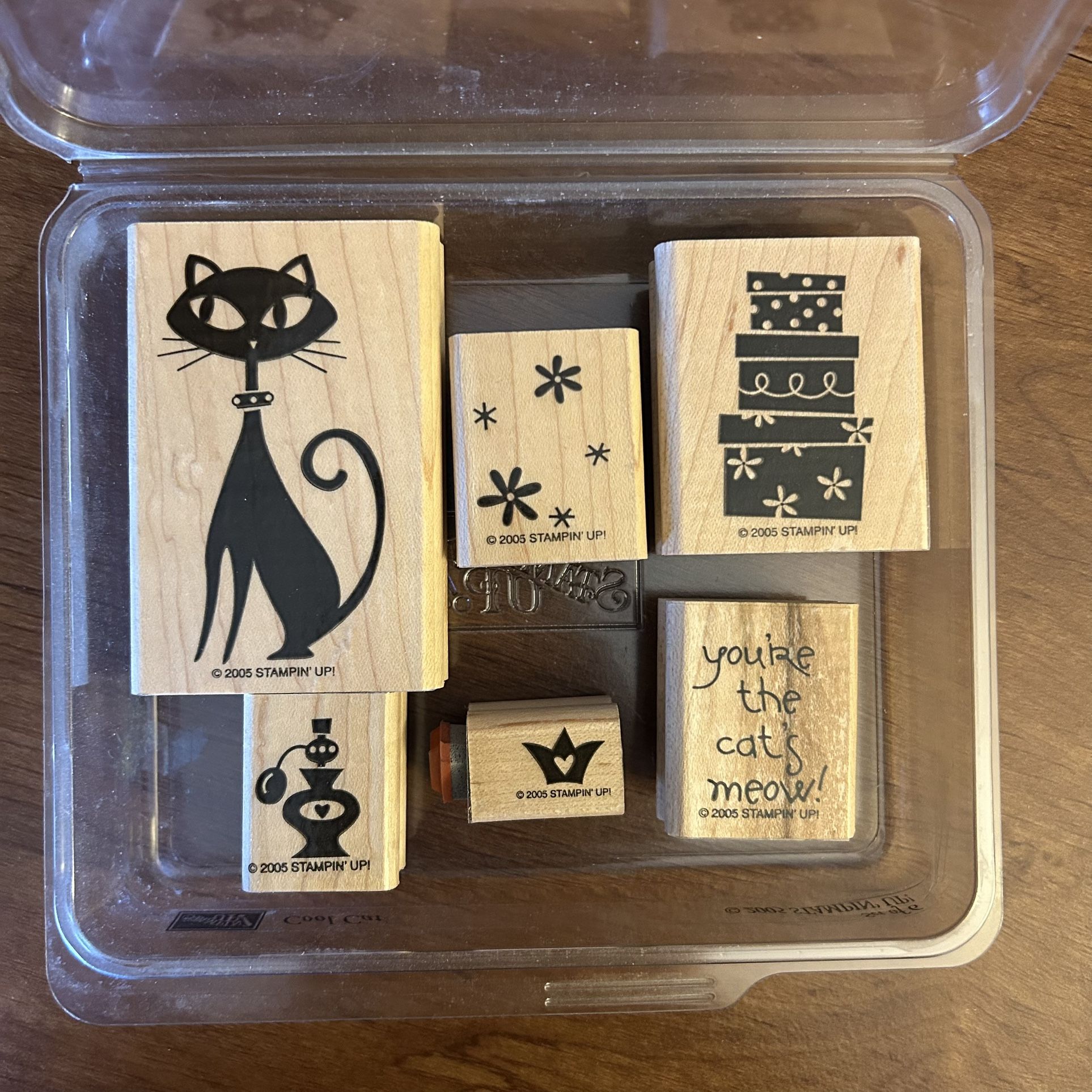 ✨Stampin’Up! • “Cool Cat” Wood Mounted Rubber Stamp Set (6pcs)