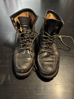 Vintage Vibram Brevetta Black Leather Work Boots