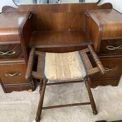 Vintage Vanity Dresser And Stool