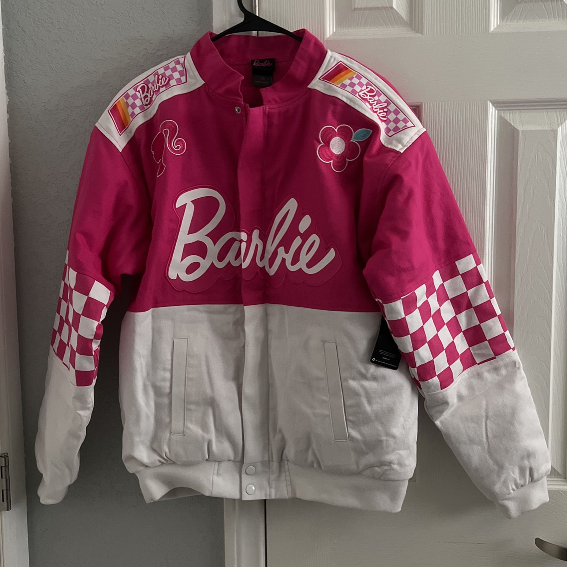 BNWT Barbie Checkered Racing Jacket Boxlunch Exclusive Size XS for Sale ...