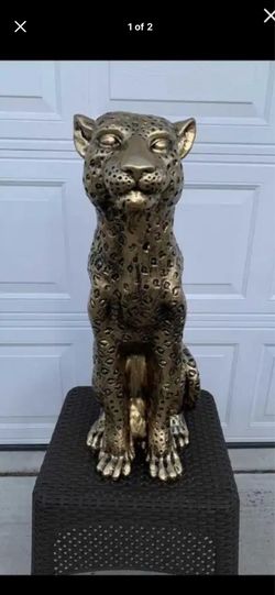 3 foot tall, golden leopard statue