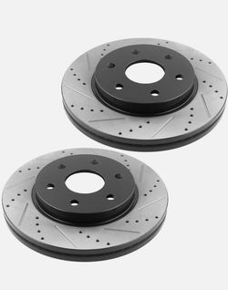 Chevy front drilled slotted brake rotors