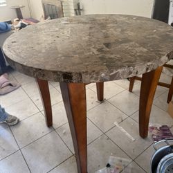 Granite Top Round Dining Table 