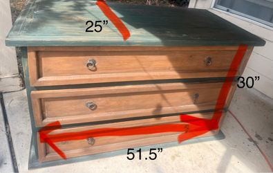 3-Drawer Wood Dresser green Painted Top