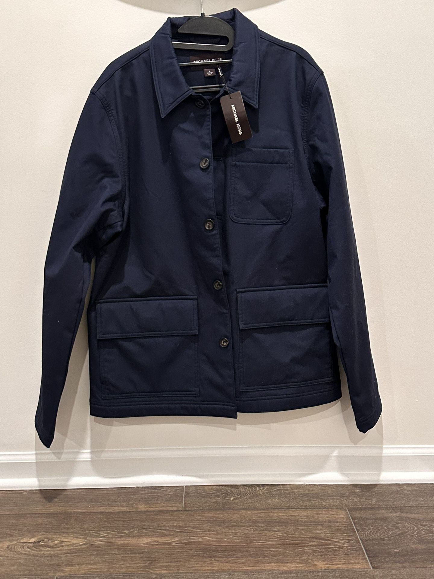 Michael Kors Men’s Bonded Chore Jacket, Large, Midnight Color