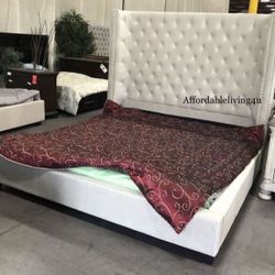 Beige Cal King Wingback Bed Frame Brand New In Box