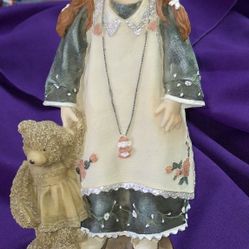 Young Girl With Teddy Bear Tall 13 Inches Tall Figurine G12M060