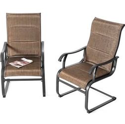 Assembled New Patio Dining Chairs Set of 2 Outdoor Padded Textilene Patio Chairs