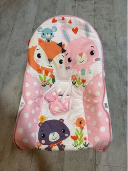 Pink Baby Bouncer Seat with Animal Print