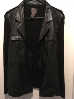 Sz. XL Leather Sweater Jacket