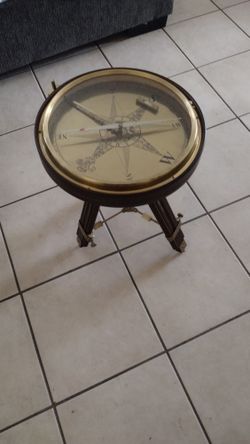 Nautical Table Compass Glass Top