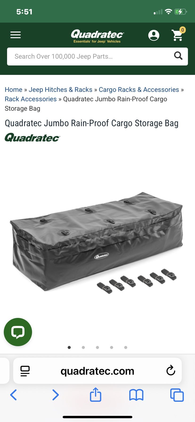 Qty 2-Quadratec Jumbo Rain Proof Cargo Storage Bags