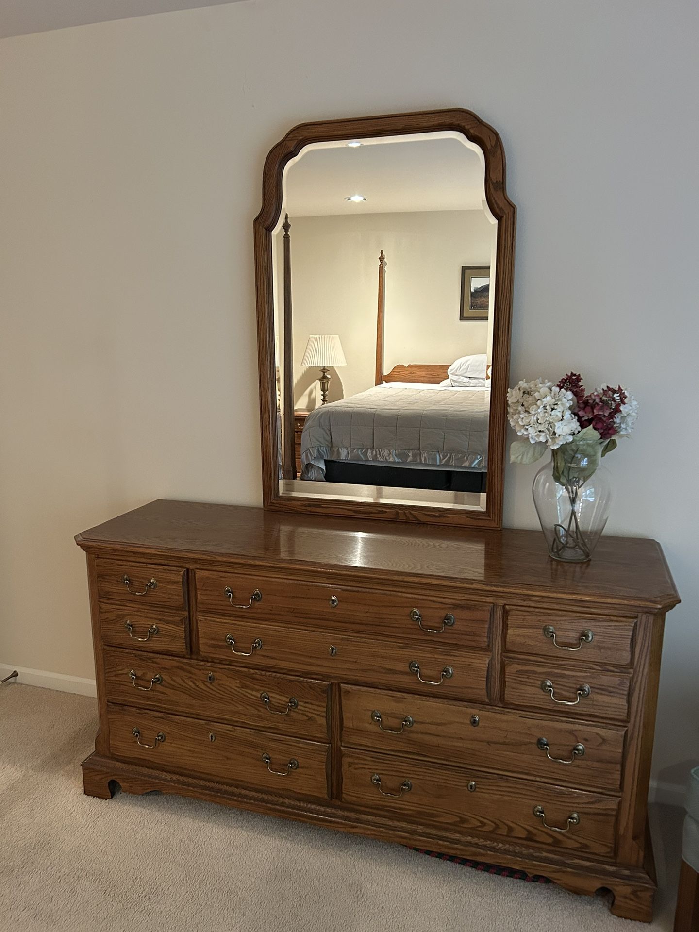 Solid Wood Dresser And Mirror