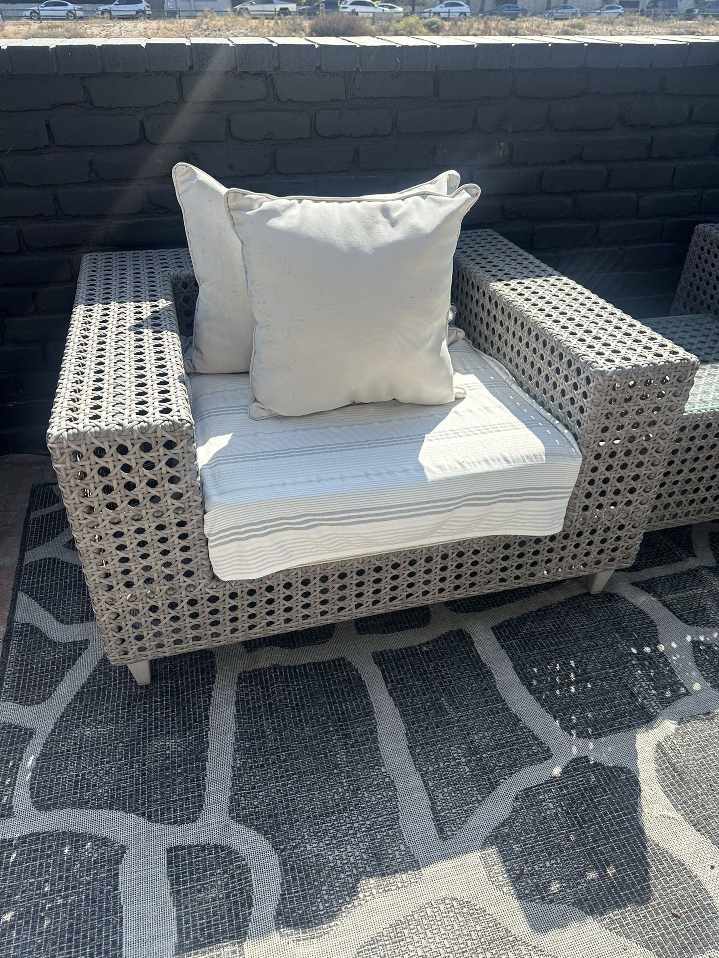 Patio Set Complete with 2 Chairs And 6 Foot Sofa.
