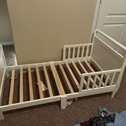 Toddler Bed – Sturdy Wood Frame with Guardrails
