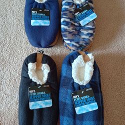 Men's Fuzzy Babba Slipper Socks - Set of (4) Pairs - NEW