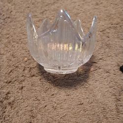 VINTAGE Iridescent Clear Carnival Glass Votive Candle Holder