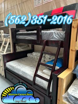 Twin full Cherry bunk bed with mattresses colchones camas nuevas