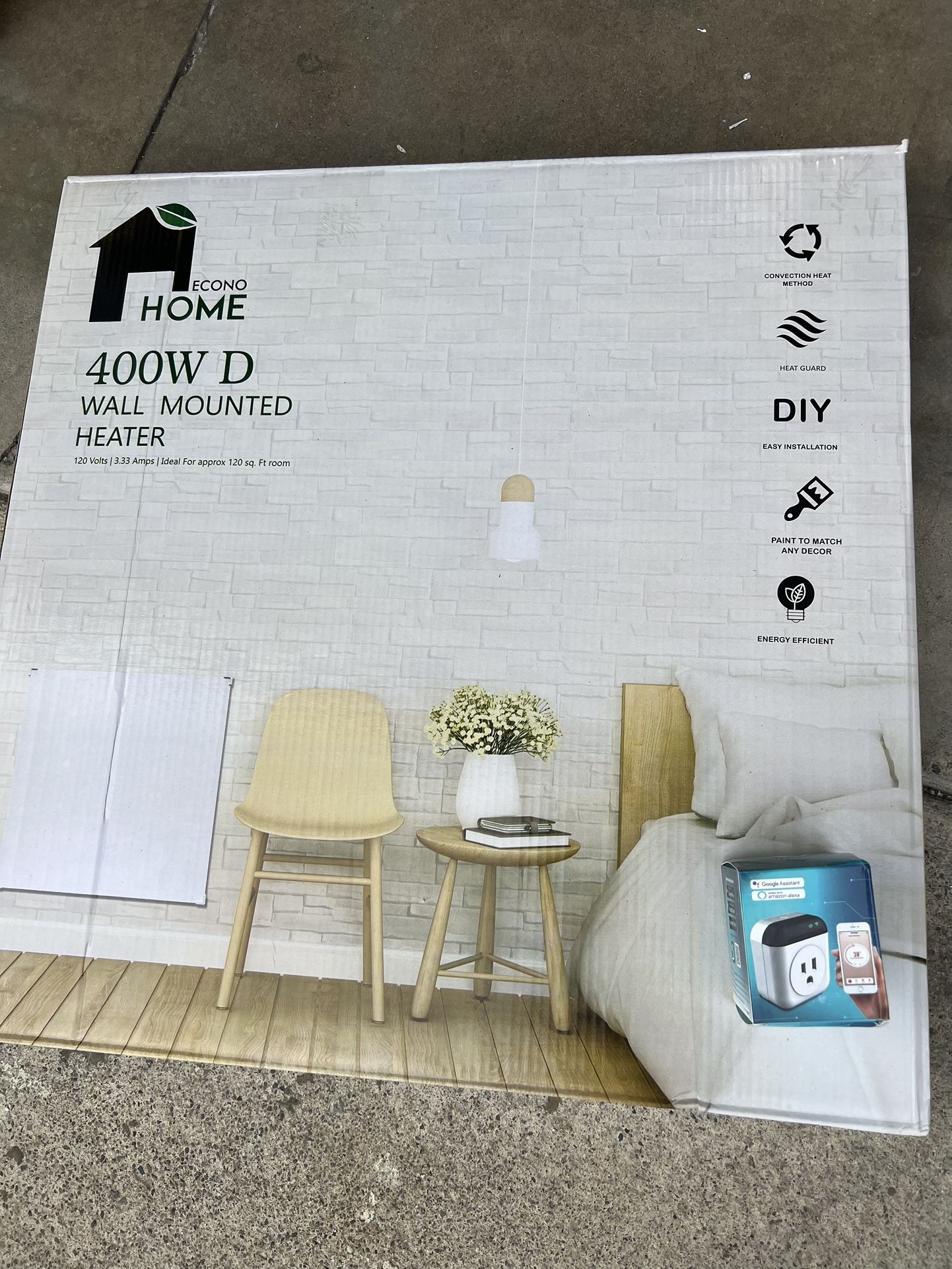 Wall Mount Smart Space Heater Panel with Wi fi Thermostat and Heat