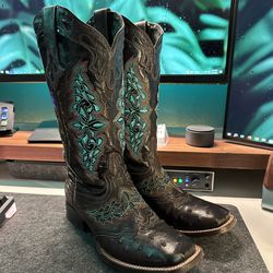 Genuine Ostrich Amberlyn Lucchese Size 9 Woman’s Cowboy Boots