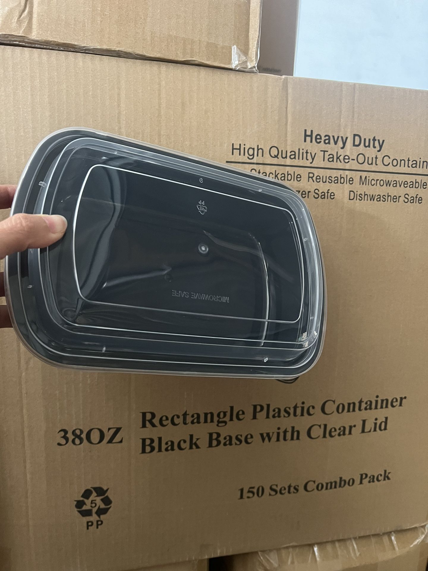 150 Packs 38 OZ To Go Container Take Away Boxes Plastic Heavy Duty Reusable Microwave Safe Container