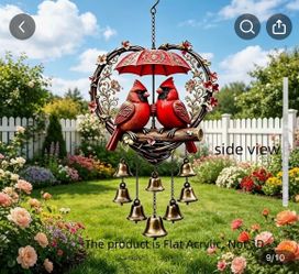 Cardinal Couple Wind Chime Hanging Decoration