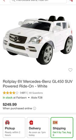 Rollplay 6V Kids  Mercedes Benz GL450 SUV Powered Ride On Car White.  