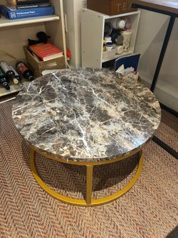 Coffe table covered with marble vinyl sticker