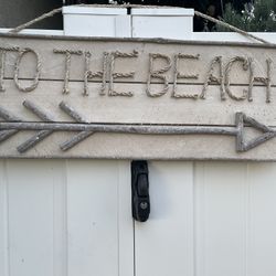“To The Beach” Arrow Hanging 3D Wood Sign Handmade Unique
