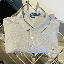 Polo Ralph Lauren Shirt Men's XXL Classic Fit Gray Knit Short Sleeve Flesh Pony