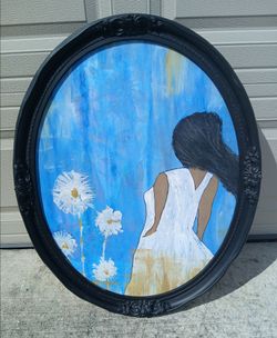 Acrylic Painting on Canvas in Oval Frame 31" x 26" *50.00 Firm* Home Decor Artwork Art