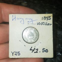 1895 Hungary 10 Filler coin.
