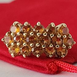 ❤️14k Size 6 Beautiful Solid Yellow Gold Citrine Cocktail Ring!/ Anillo de Oro con Citrinos! 👌🎁Post Tags: Anillo de Oro