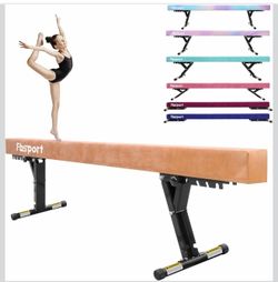 FBSPORT 8ft Adjustable Balance Beam: High and Low Floor Beam Gymnastics