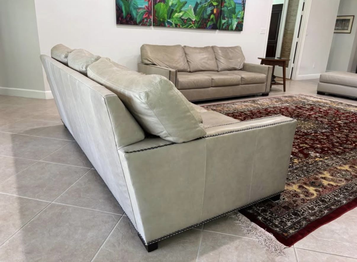 Pottery Barn Leather Statesville Sectional Couch/Sofa Set & Ottoman - FREE Delivery 🚚
