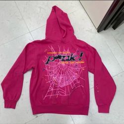 Sp5der Pink Web Hoodie