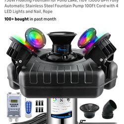 Pond Fountain Aerator with 4 RGB Lights