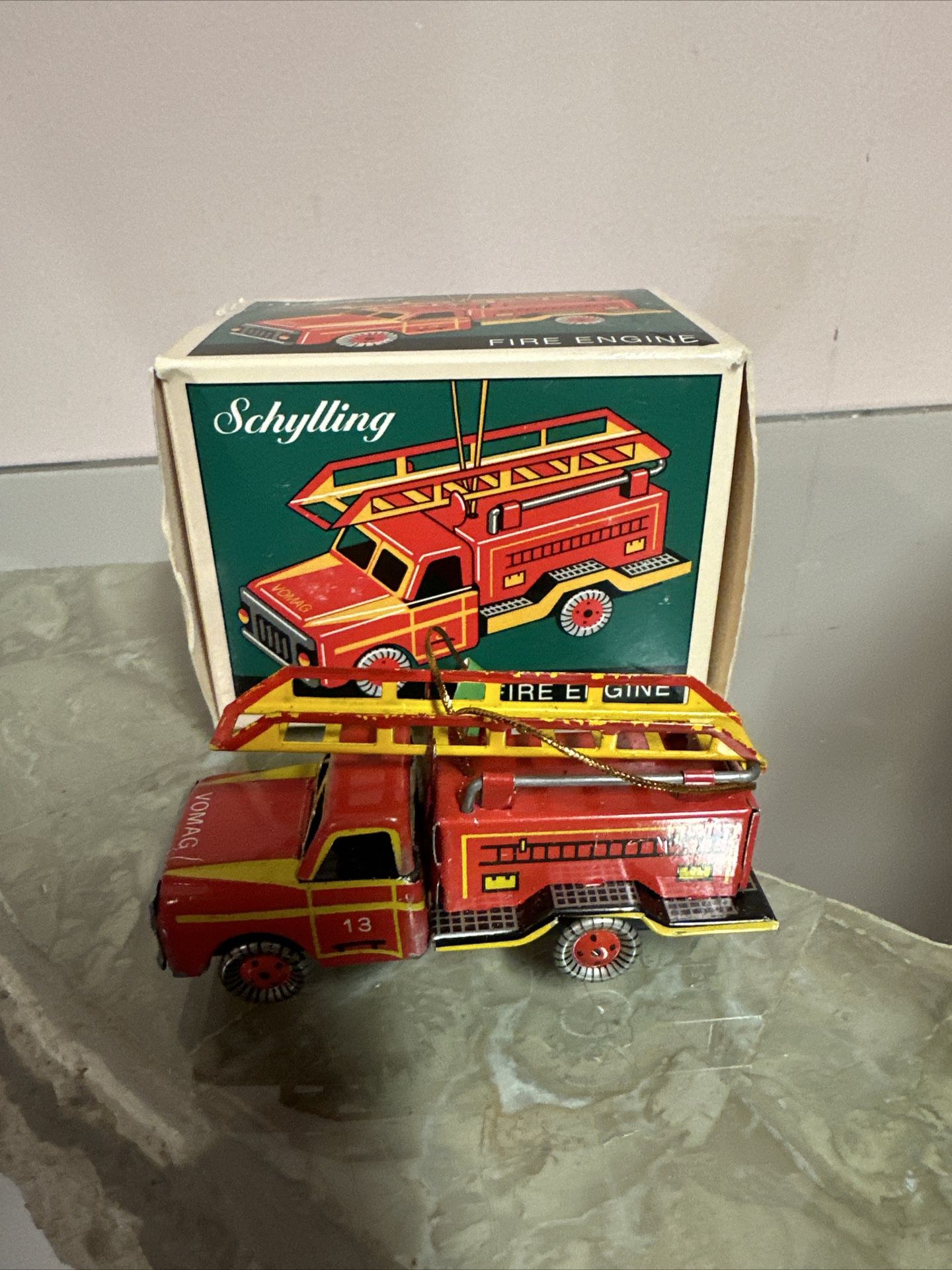 Collector Series Miniature Tin Toy Christmas Ornament / Fire Engine