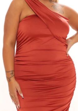 NEW Fashion Nova Rust Ruched Midi Dress 2XL